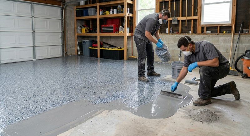 Speckled Garage Floor Painting in Alexandria, VA